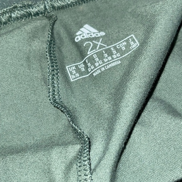 Adidas Women's Green 3 three stripe active Leggings plus size women 2X NEW NWT - Picture 7 of 8